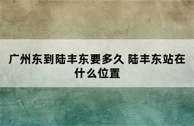 广州东到陆丰东要多久 陆丰东站在什么位置